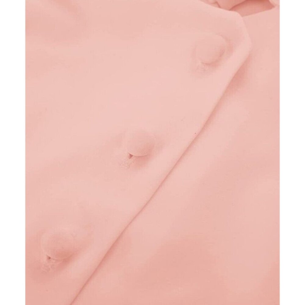 Belle Poque Women XL Pink Vtg Inspired Tie Neck Blouse Short Sleeve Cropped Top - Picture 5 of 8